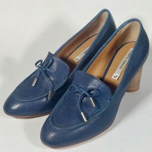 Alberto Fermani Blue Leather Mid-Heeled Loafer, EU40, NWOT